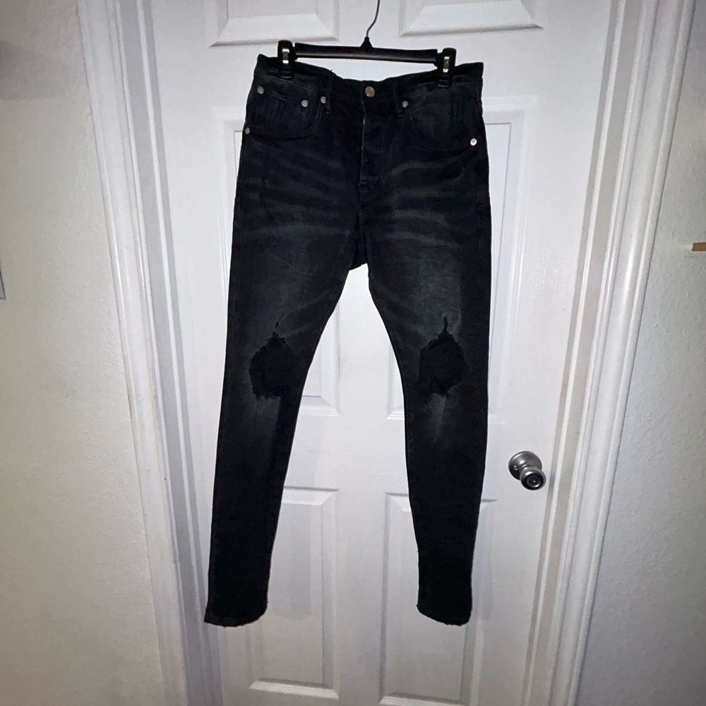 Purple Brand (Nordstrom) Women's Blue-Black Distressed Skinny Jeans